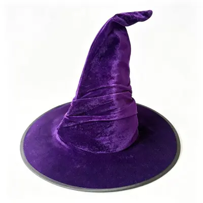 Halloween Velvet Pleated Witch Hat Cosplay Costume Prop - 8