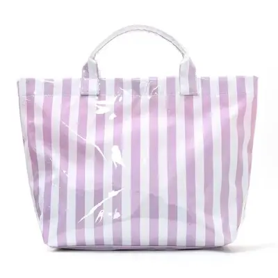 PVC Striped Large Capacity Women's Tote Bag, Waterproof, Portable Single Shoulder - 13