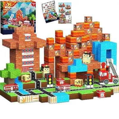 3D Magnetic Tile Building Set, Educational Gift Toy, Pet Park Design