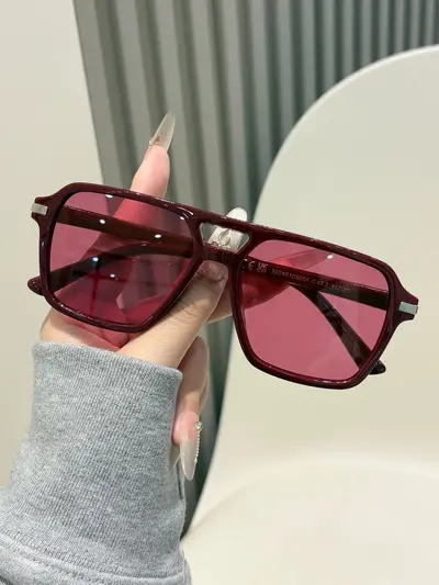 4-Piece Set Double-Bridge Large-Frame Women's Sunglasses, UV Protection - 11