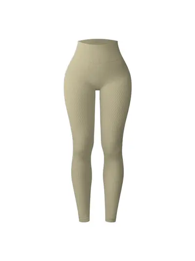 Hohe Bund Yogahose in Lila, Rippstrick, enge Passform mit Po-Lift-Effekt - 6