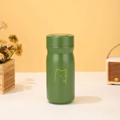 Sevimli Kedi Desenli 316 Paslanmaz Çelik Mini Termos Bardak, 240 ml - 10