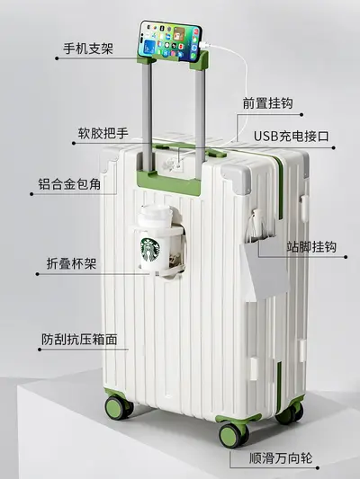 Trolley Suitcase with Universal Wheels, Combination Lock, Large Capacity - 2