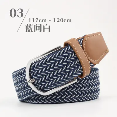 Extended version elastic woven elastic belt men and women leather canvas belt needle buckle belt wholesale in stock - 11