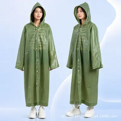 Eva Erwachsenen-Regenmantel, transparente Poncho mit Hut - 8