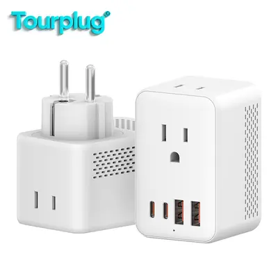 220V to 110V Step-Down Travel Converter Socket GaN20W