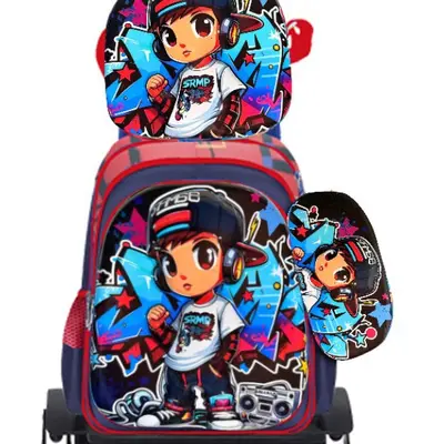 Trolley Schoolbag for Ages 6-12, 3D Hard Shell, 3-Piece Set - 4