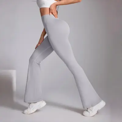 Muyao High-Waist Tummy Control Yoga Pants for Women, Deep V, Flared Leg