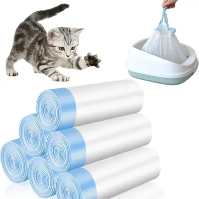 Büzgülü Plastik Kedi Kumu Torbası, Tek Kullanımlık Kedi Kum Kabı İçliği
