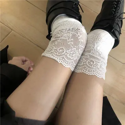 Women's Lace Over-the-Knee Socks with Vertical Pattern, JK Style - 7