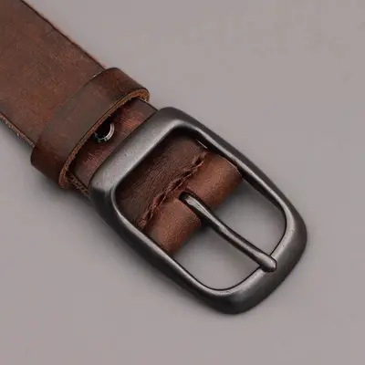Erkekler için birinci katman sığır derisi pin tokalı kemer, retro çok yönlü kot kemer, erkekler için basit gündelik deri kemer