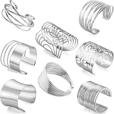 Grenzüberschreitend meistverkauftes europäisches und amerikanisches Stil übertriebendes Metallschnitt-Muster Eisenarmband-Set personalisiertes Drahtarmband