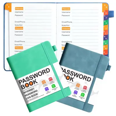 B6 Password Notebook with Letter Index and Colorful Tabs