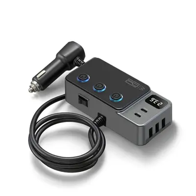 GC06 yeni araba çakmak bir ila üç USB bağımsız anahtar PD süper hızlı şarj 120W araba şarj cihazı