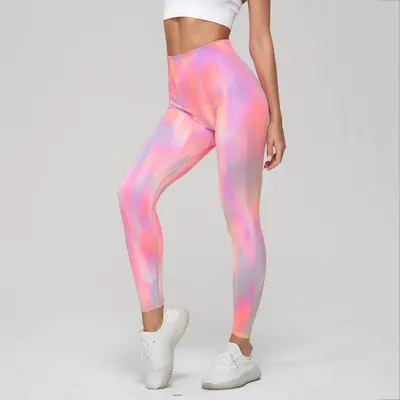 Women's yoga shorts, high waist, moisture-wicking, quick-dry, aurora design - 10
