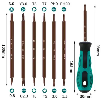 13-in-1 multi-bit screwdriver set with Phillips, slot, Torx, triangle bits - 4