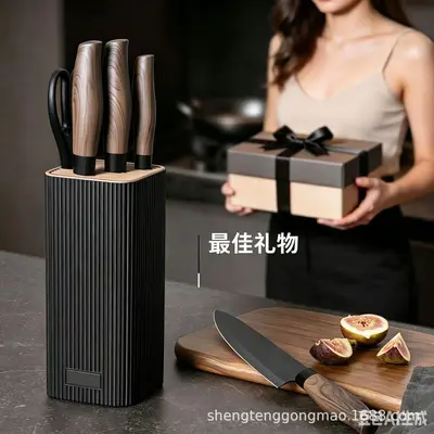Kitchen Knife Set Stainless Steel Non-Stick 6-Piece Wood Handle - 2