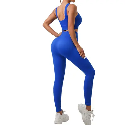 Seamless Yoga Set Open-Back Strappy Women's Suit - 12