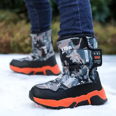 Kinder-Winterschneestiefel, Plüschfutter, wasserdicht, große Größen