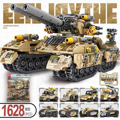 Askeri Uçak Gemisi Yapı Blokları Seti, Tank ve Savaş Uçağı, Çocuk Eğitici Oyuncak - 7