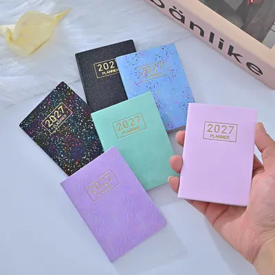 Cross-border 2027 A7 English Planner Notebook 2026 Laser Cover Weekly Planner Mini Daily Planner Notebook Wholesale