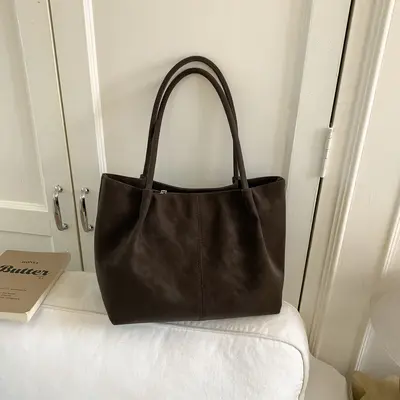 2026 Large Capacity Women's Frosted Matte Tote Bag, Retro Underarm Design - 3