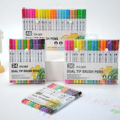 120-Color Double-Ended Watercolor Brush Pen Set, Water-Based Markers
