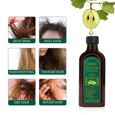 Kabarmış ve kuru saçlar için İngiliz Hint bektaşiüzümü (amla) saç yağı
