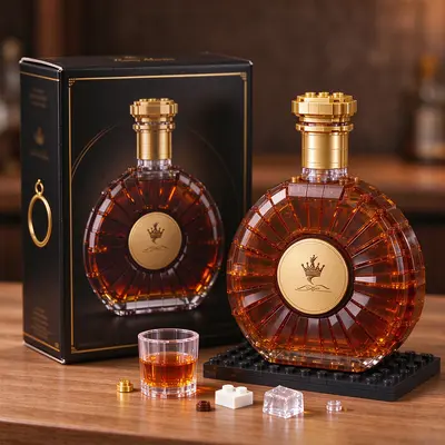 Small-Particle Whisky Bottle Building Block Set, Adult Collectible Model