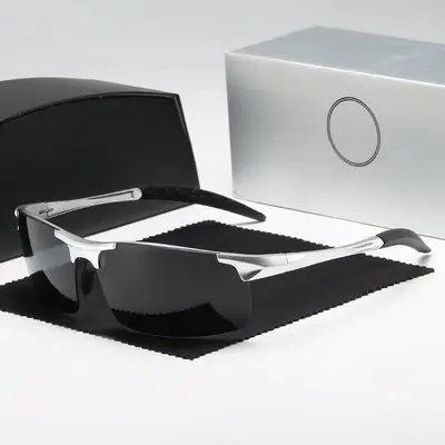 Men's Polarized Zinc Alloy Large Frame Sunglasses for Cycling and Driving - 8