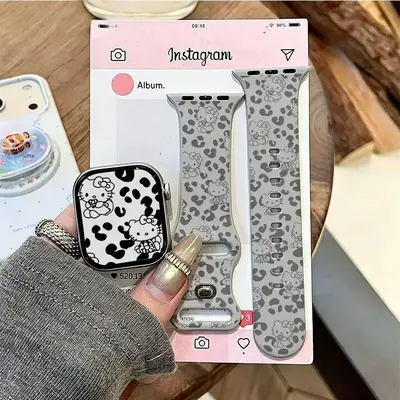 Leopard Print Cartoon Silicone Apple Watch Band, Compatible with Series 7/8/9/10/11 and SE - 10