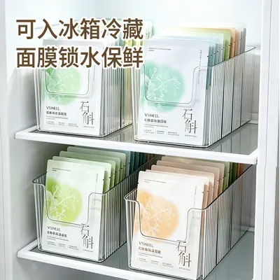 Face mask storage box, transparent PET, compartmented - 5