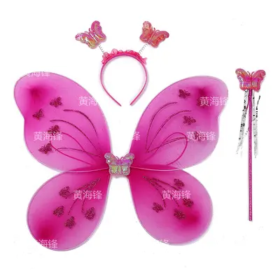 New Wings 8 Butterfly Kids Back Decoration Magic Wand Headdress Flower Fairy Toy Kids Three-Piece Set Manufacturer Wholesale - 8
