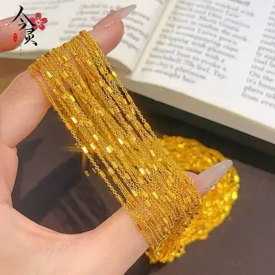 Kadınlar için Vietnam kum altın 24 ayar kolye takı, uzun ömürlü, üst düzey niş köprücük kemiği zinciri imitasyon altın zincir - 8