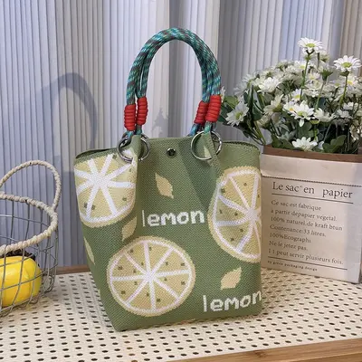 Large Capacity Ring Handle Knitted Tote Bag Korean Style Wedding Gift Bag Women's Hand Carry Bag Wholesale - 9