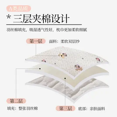 A类双层纱夹棉枕巾一对装四季防头油可固定防滑家用隔脏枕头套巾