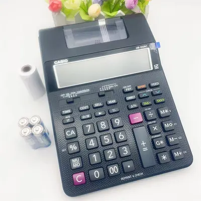 CASIO Printing Calculator, English Version, Two-Color Print, Leather Cover