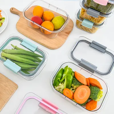 Tritan Plastic Food Storage Container with Lid, Transparent, Microwave-Safe