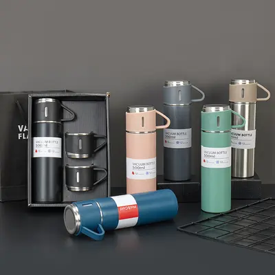 All-Steel Thermos Cup with Lid, Gift Box Set, Leak-Proof - 4