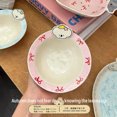 Cute Ceramic Dessert Plate with Cartoon Shape, Divided Breakfast Plate - 7