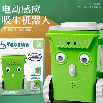 Children's Toy Electric Vacuum Robot with Trash Bin, Obstacle Avoidance