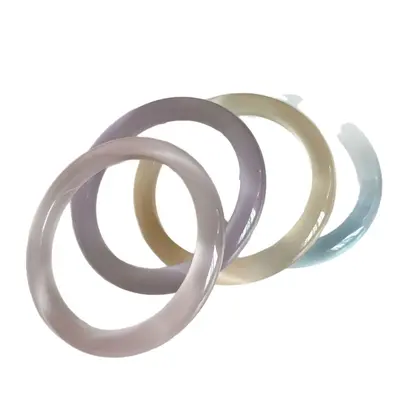 Cat's eye stone bracelet, white moonlight, ice blue - 6