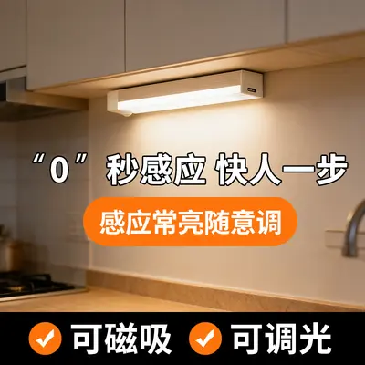 LED Motion Sensor Light Smart Automatic Wireless Long Strip Rechargeable Magnetic Light Wardrobe Cabinet Corridor Light Small Night Light