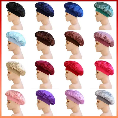 Women's Satin Chemo Sleep Cap, Wide-Brim Stretch Knit Hat