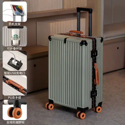 Aluminum Frame Combination Lock Carry-On Suitcase with Spinner Wheels - 10