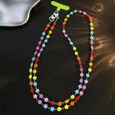 Colorful Beaded Phone Chain, Long Crossbody Strap for Bags and Camera Cases