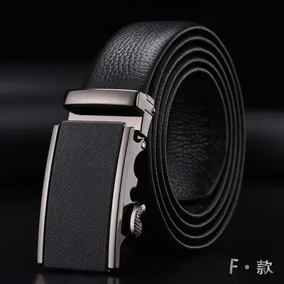 Genuine Top-Grain Leather Automatic Buckle Belt Men's Business Casual Versatile Waist Belt Male In Stock - 11