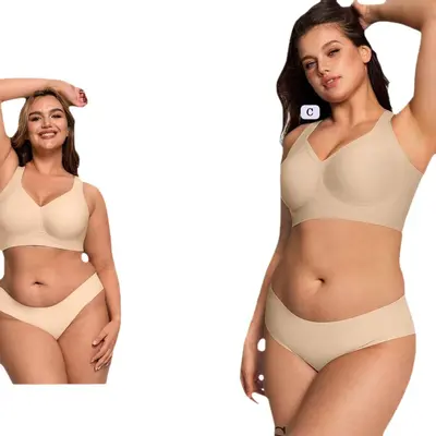 OEAK Women's Wire-Free Jelly Bra, Plus Size, Supportive, Seamless
