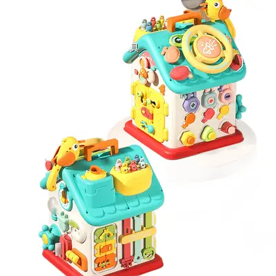 Baby Educational Multifunctional Busy Board, Six-Sided House, Unlocking Toy