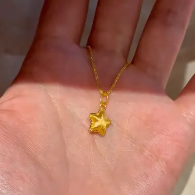 24K altın kaplama yıldız kolye beş köşeli - 2